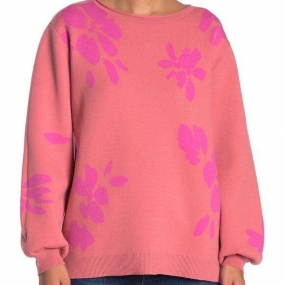 14th & Union Pink Floral Crew Neck Sweater